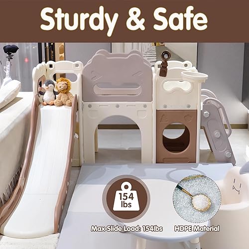 Miniatura 8 de Juego de tobogán de escalada para niños pequeños 9 en 1 para interiores, juguetes de diapositivas independientes para niños, escalar, gimnasio,