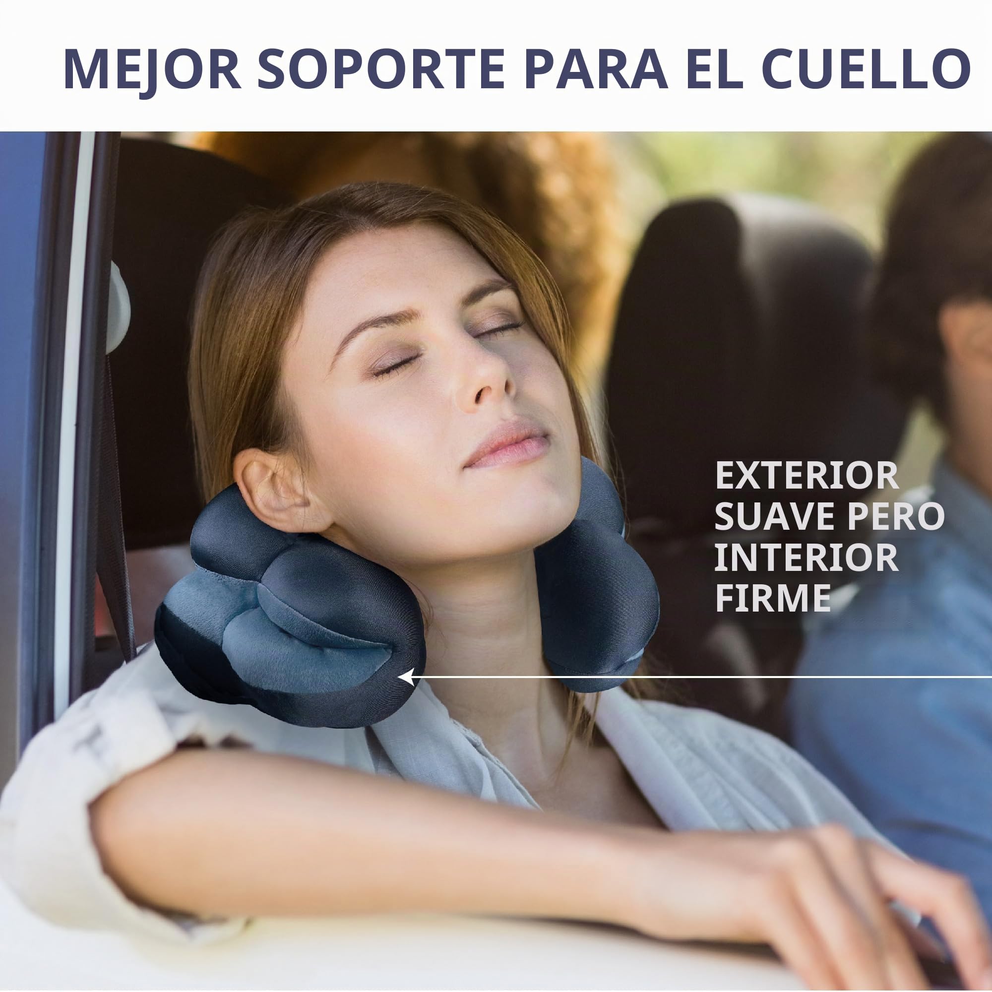 Total Pillow Almohada en Forma de Donut para avión y Viajes, para Dormir, cómoda, con microcuentas, para Cuello, Cabeza, Espalda, Apoyo Lumbar y pélvico, se Gira en Muchas Posiciones, Azul