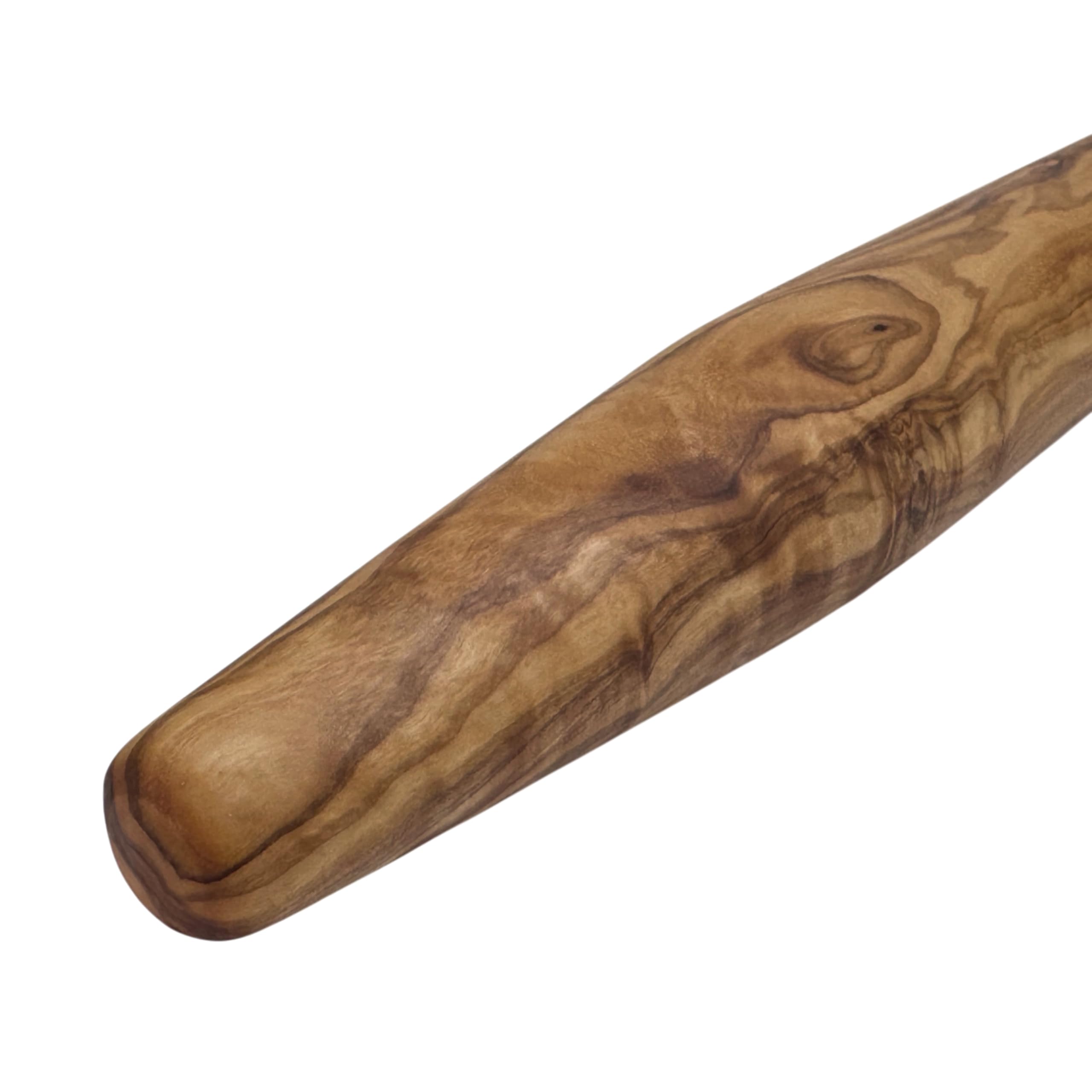 Nudelholz aus Olivenholz „Harmonie“ Ø 4 cm – Französisches Nudelholz (ohne Griffe), Teigroller Holz für Pizza, Pasta, Brot & Gebäck (Länge: 40 cm)