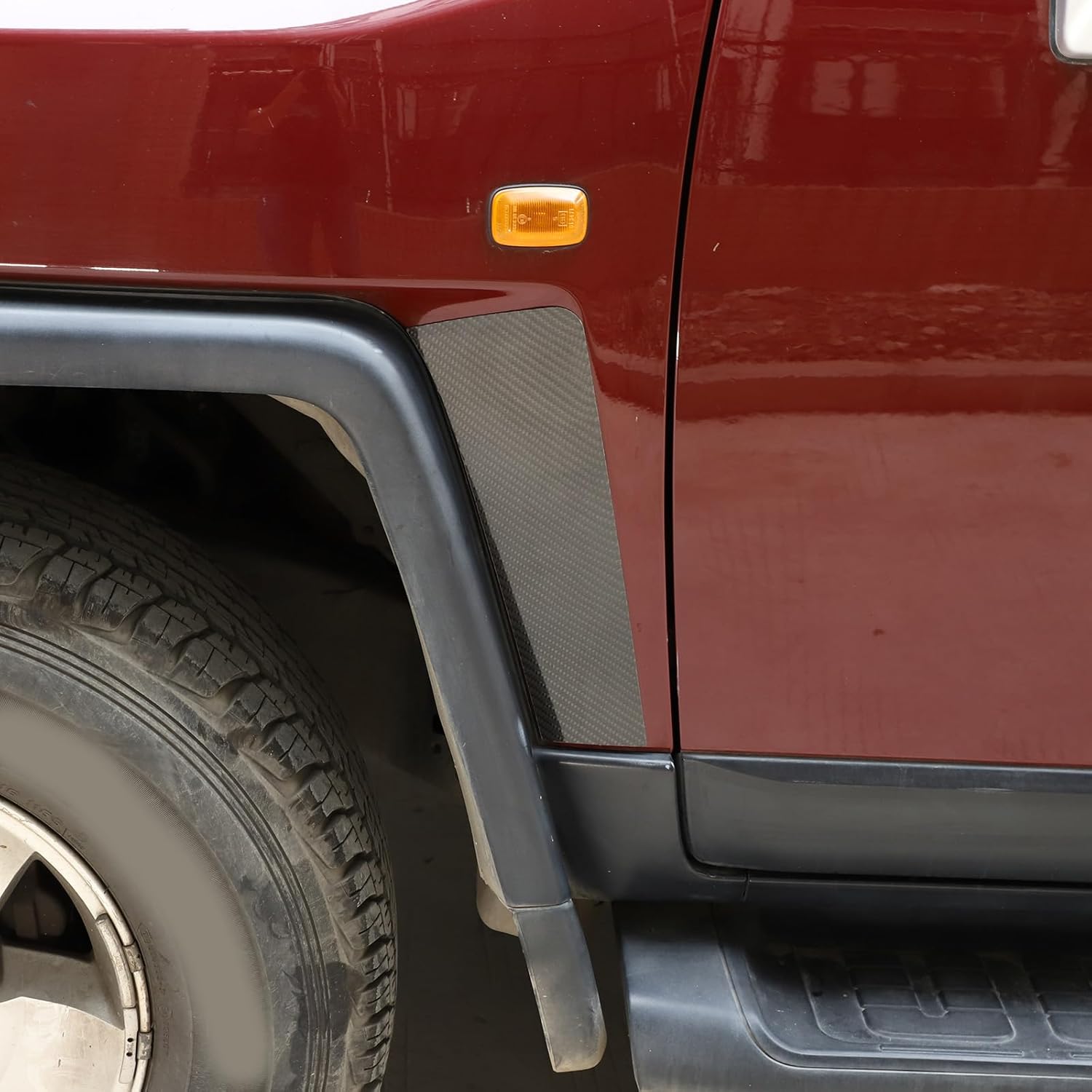 LLKUANG Soft Carbon Fiber Side Fender Vent Cover Trim Compatible with Toyot@ FJ Cruiser 2007-2021,Front Fender Side Fender Stickers Decorative Strip,2Pcs/Set