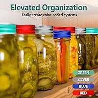 Vista 6 de Tapas y bandas de boca ancha para tarros de masón, se adaptan a bolas, Kerr y más para conservas y almacenamiento