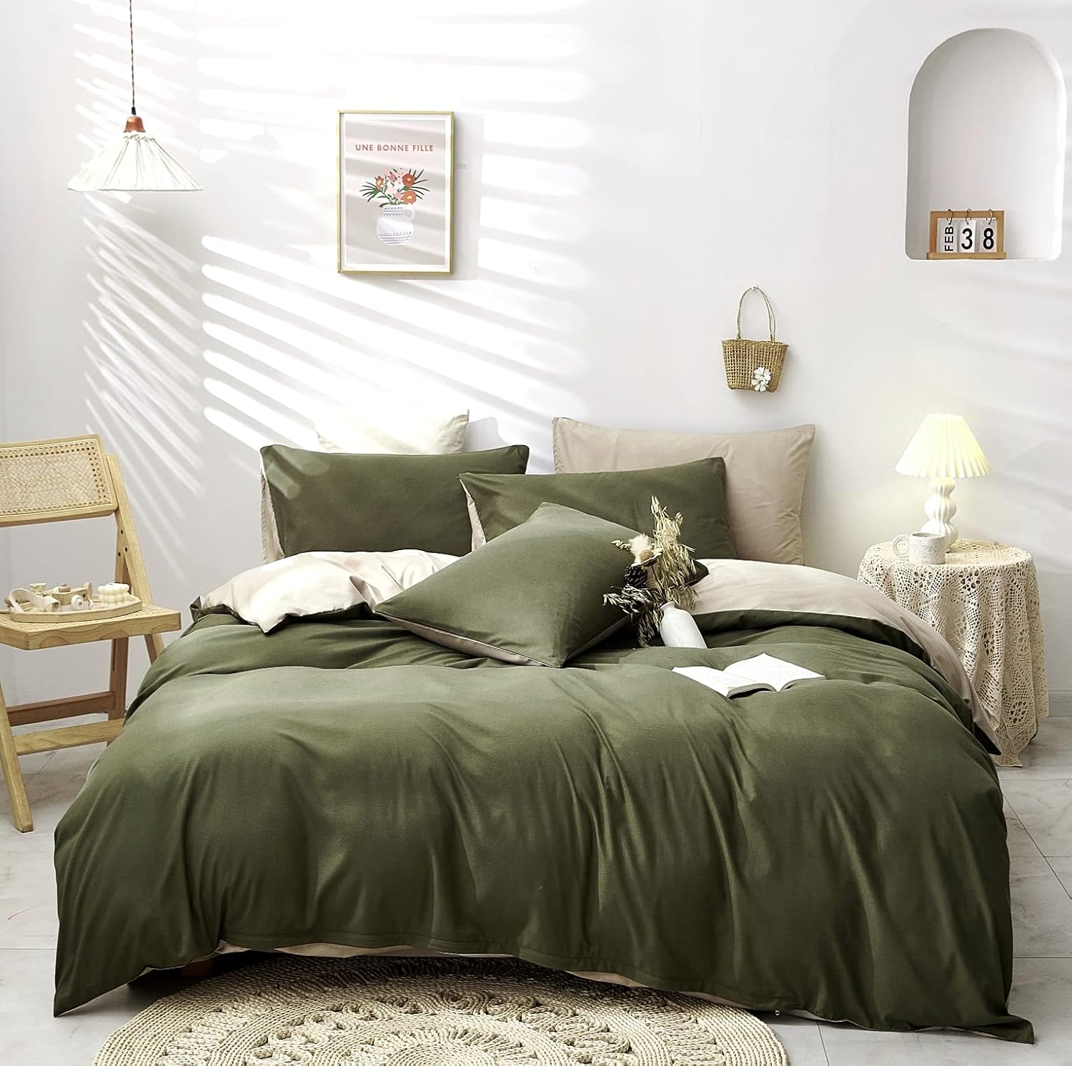 Damier Bed Linen 135 x 200 cm Orange Grey Reversible Bed Linen Set 2 Pieces Super Soft Microfibre Duvet Cover with Zip and 1 Pillowcase 80 x 80 cm