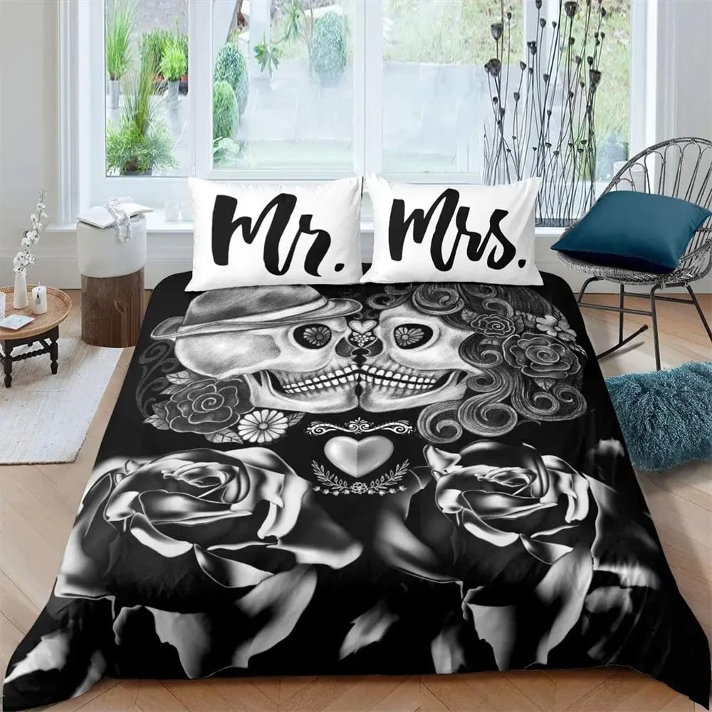 Housse de couette confortable 135x200 style gothique pour parure de lit arbre gris