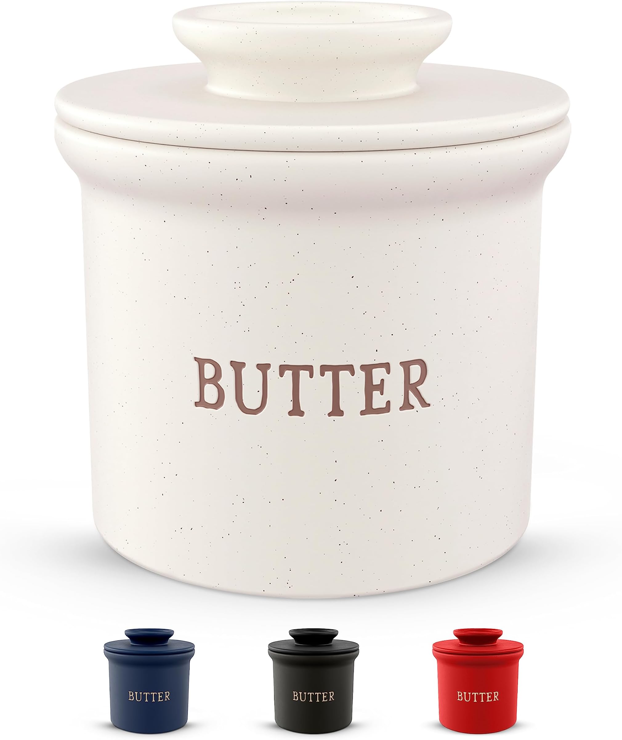 DOWAN Butter Dish for Christmas, Porcelain Butter Keeper Crock, French Butter Dish