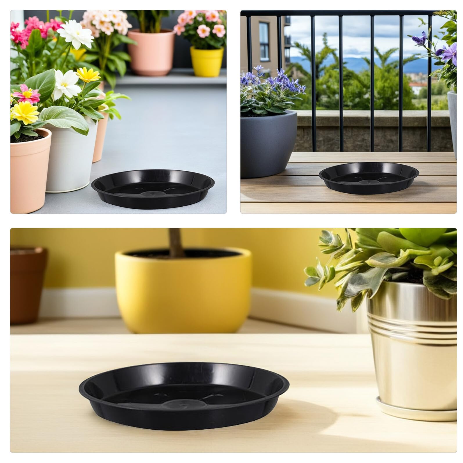 TOYANDONA 30 Unidades Platillos para Plantas de Bandejas Redondas de Plástico para Macetas Interiores y Exteriores Colectores de Agua para Hogar Oficina y Jardín