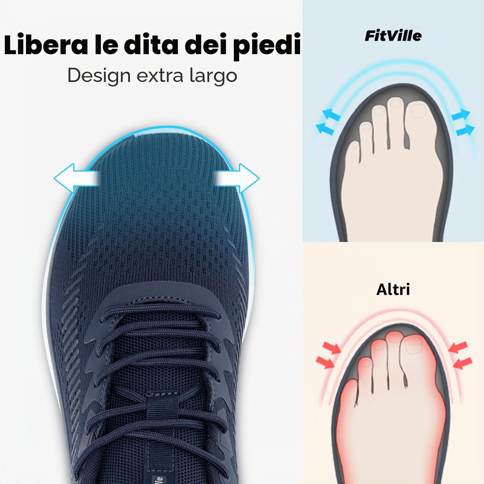 FitVille Scarpe da Camminata Uomo Extra Larghe Leggere Sneaker Casual Traspiranti Scarpe Sportive