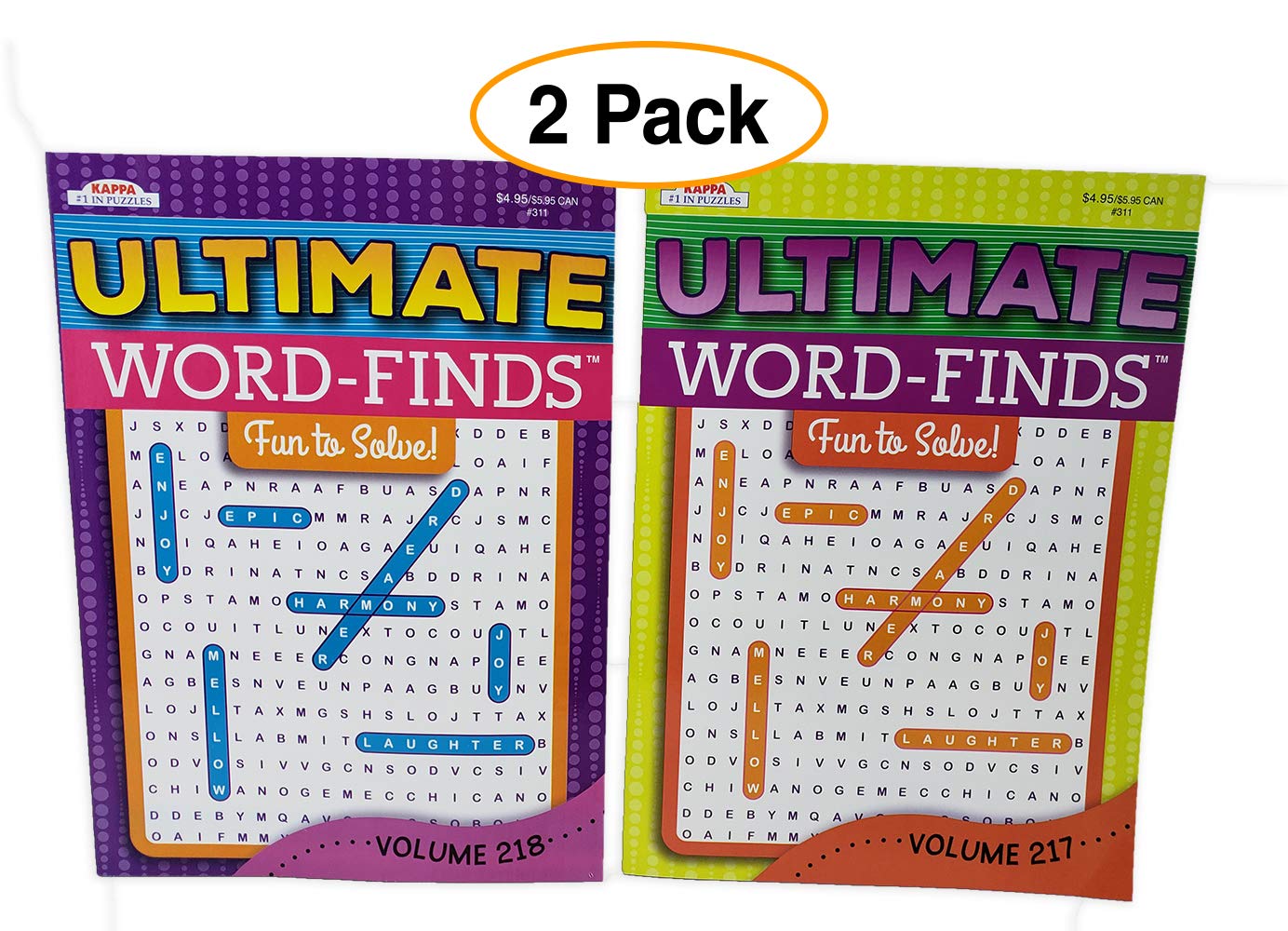 2 Pack - Word Search Book Puzzle | Brain Teaser Jumbo, 96 Page Adult & Kids Full Page Seek & Circle.