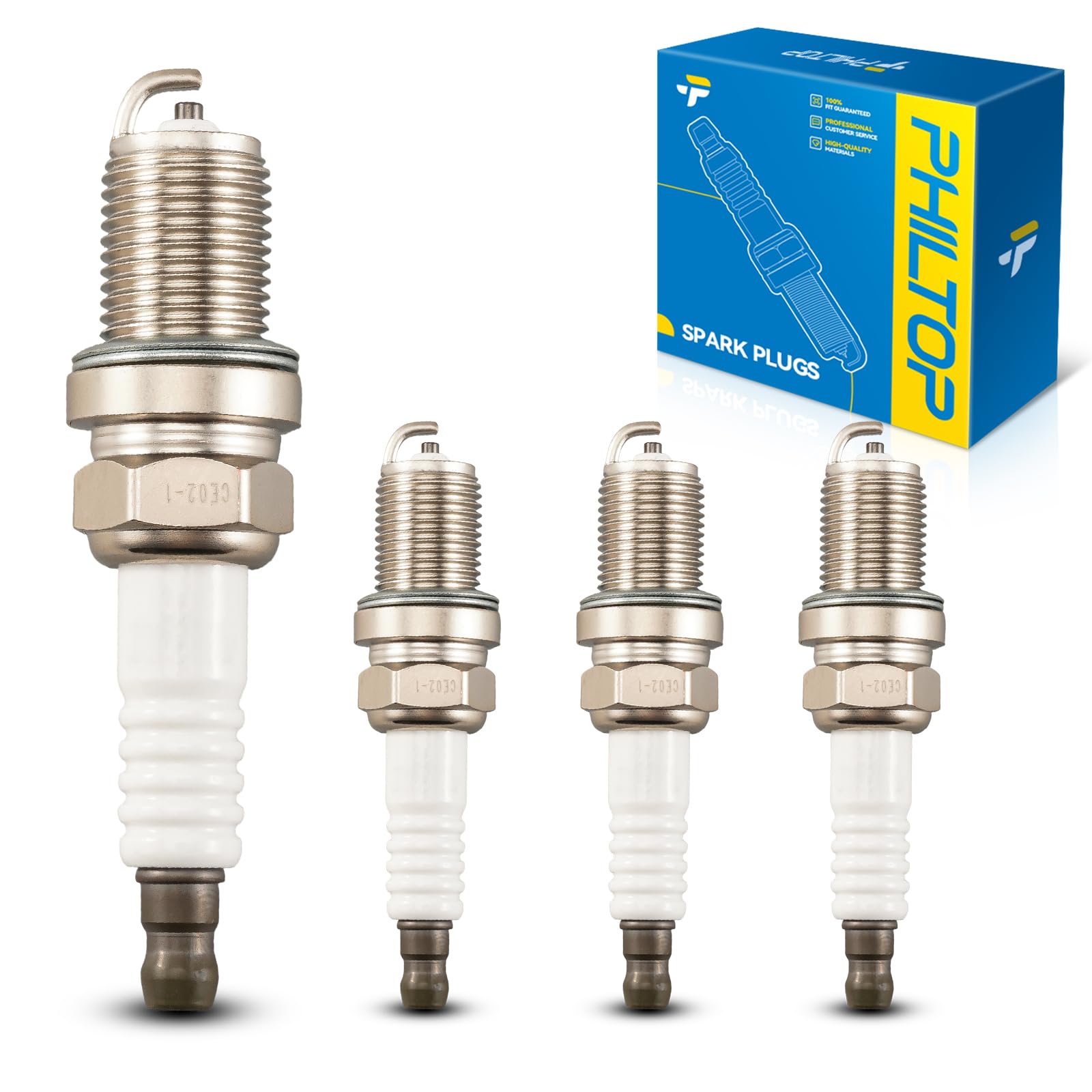 PHILTOP Spark Plugs, BKR5E Replacement for Ram1500 2500 Dakota E320 ML320 Optima Grand Cherokee Cherokee LR3 Sonata CLK320 Outlander S430 B250 B3500 SL500 B350, OE Fine Wire Spark Plug 4 Pack