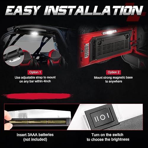 Miniatura 5 de OFFROADTOWN UTV - Luz interior universal para montaje en barra enrollable, luz LED, luz cúpula, luz enrollable para uso general, luz envolvente para