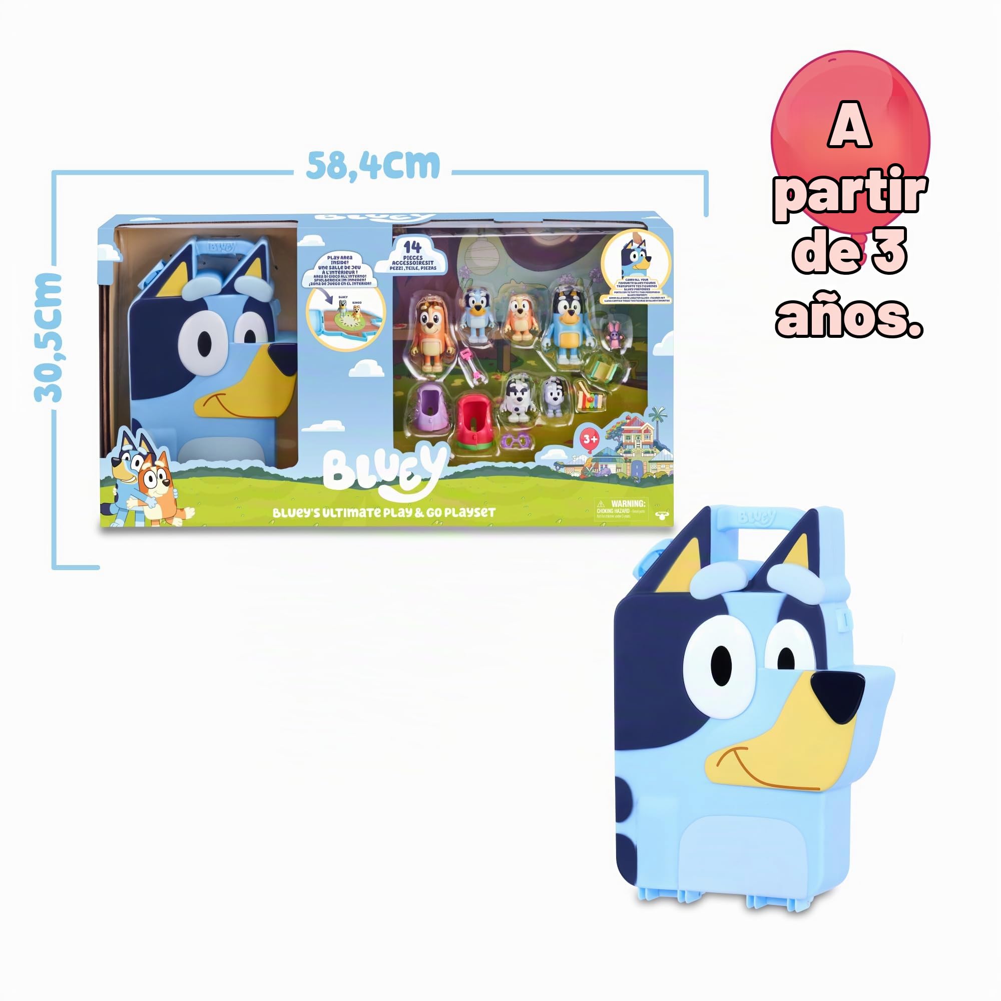 Bluey - Collector Case con Figuras, Caja de colección de la perrita 6 Figuras artiguladas de la Serie de Dibujos Infantil y 4 Accesorios, para niños y niñas +3 años, Famosa (BLY52000)