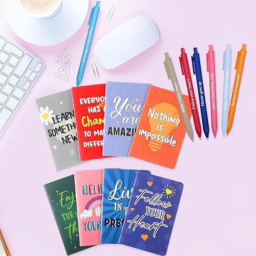 Miniatura 6 de Funrous 32 bolígrafos con cita motivacional, bloc de notas inspiradoras, mini diario motivacional con bolígrafo, cuadernos pequeños, juego de regalo