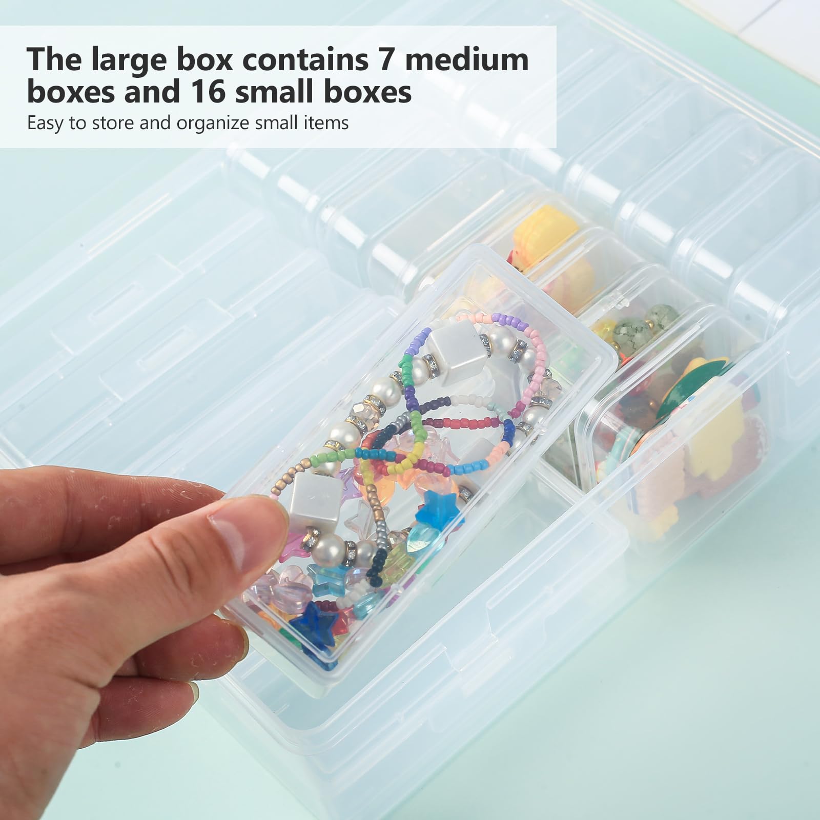 Caja Organizadora PlasticoCajas Almacenaje Plastico Pequeñas con 23 Compartimentos, Cajas de Almacenamiento Pequeñas, Cajas Organizadoras Transparente para Organizador de Tornillos Anillos Joyas