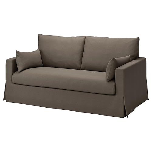 HYLTARP 2-seat sofa-bed, Gransel grey-brown