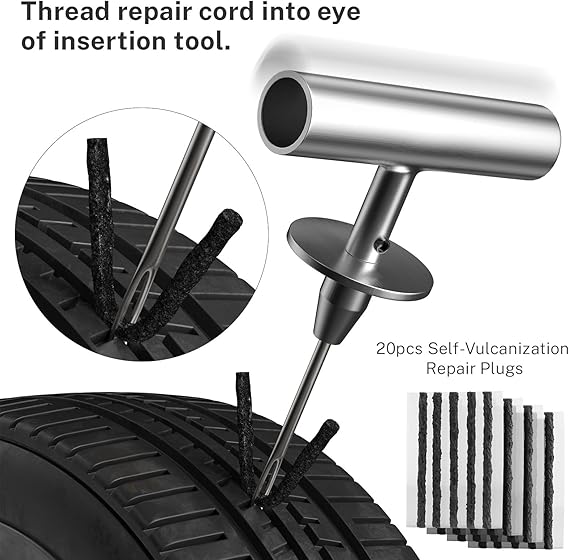 AUTOWN Flat Tire Repair Kit with Plugs 31 Pcs for Car, Motorcycle, ATV, Jeep, Truck, Tractor Flat Tire Puncture Repair
