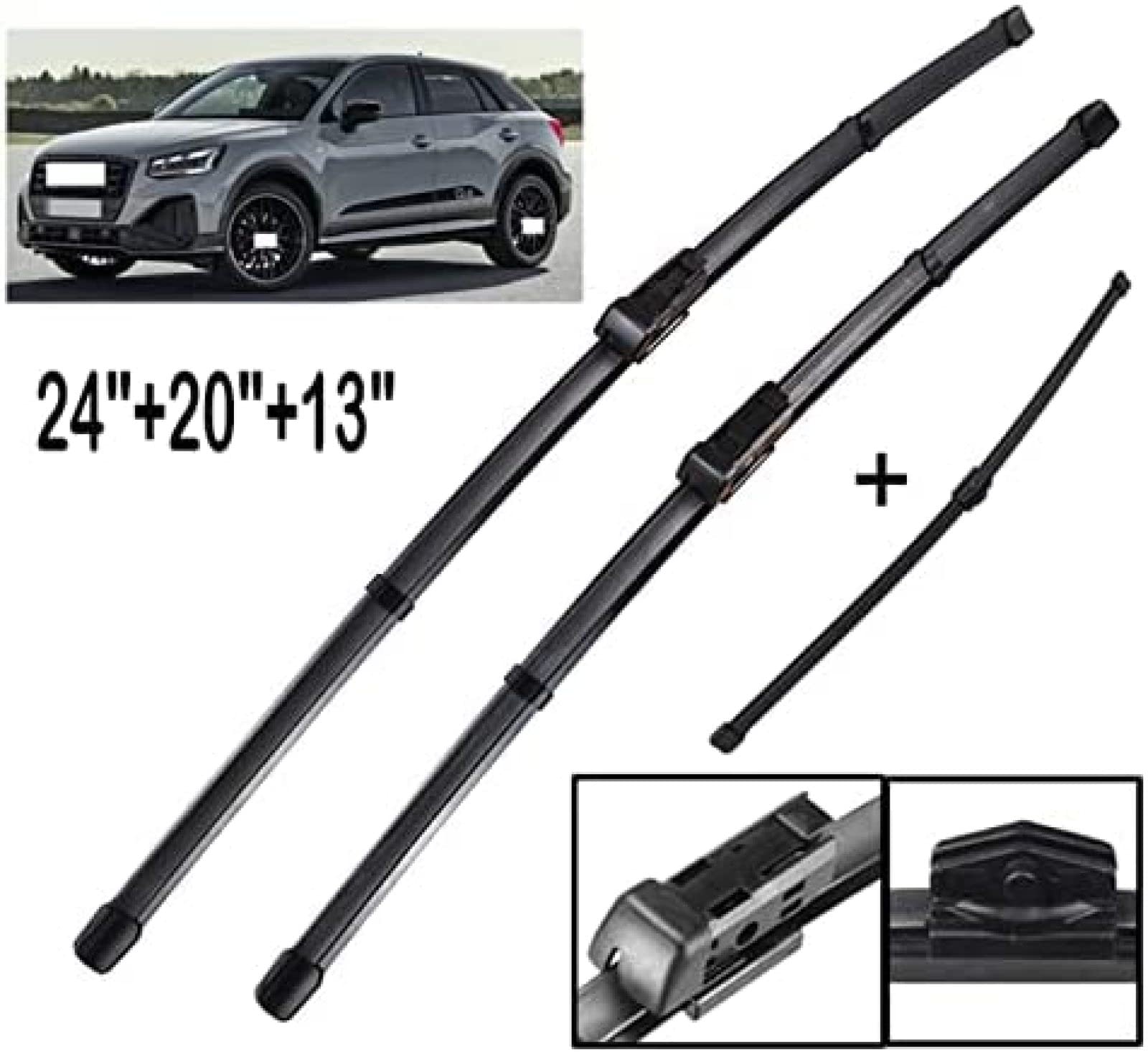 Escobilla limpiaparabrisas, para Q2 2016-2020, limpiaparabrisas de coche LHD, juego de escobillas limpiaparabrisas delanteras y traseras, escobilla limpiaparabrisas de 24 "19" 13 "