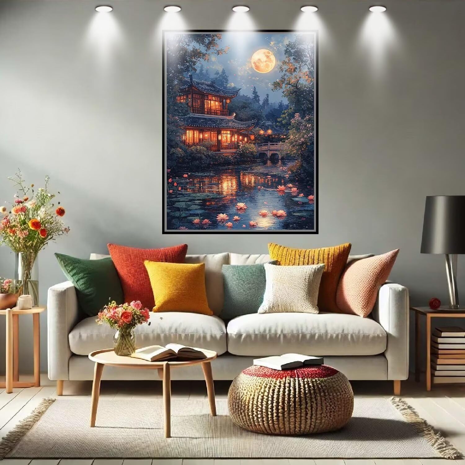 Loto,Scenario Kit per Dipingere con i Numeri,Fai da Te Quadri da Dipingere Numerati per Hobby Creativi Adulti,Kit di Pittura a Olio su Tela Principianti e Bambini per Decora la Casa 90x120cm 54N-6868