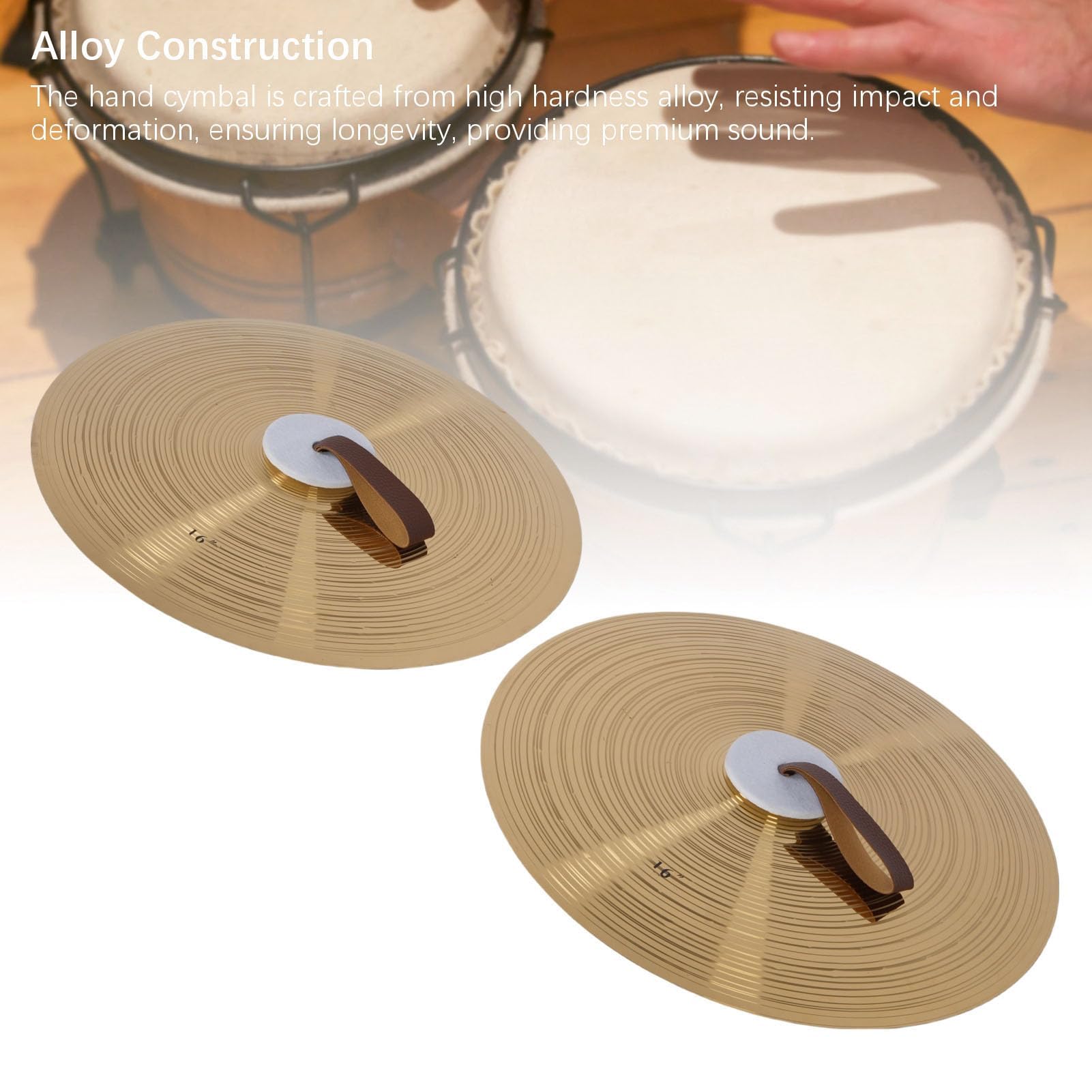 Platillos de Mano 16 Pulgadas Aleación Alta Dureza Walfront Tambor para Actuaciones Músicos Calidad Sonido Superior Diseño Fácil Sostener Principiantes Profesionales