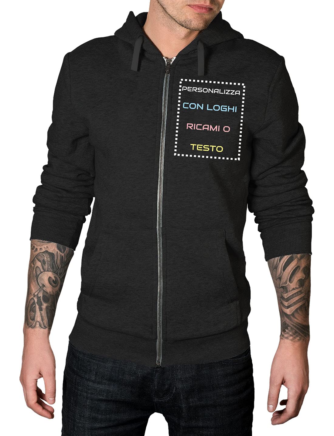 Felpa Personalizzata con Zip e Cappuccio, Personalizzabile con Logo