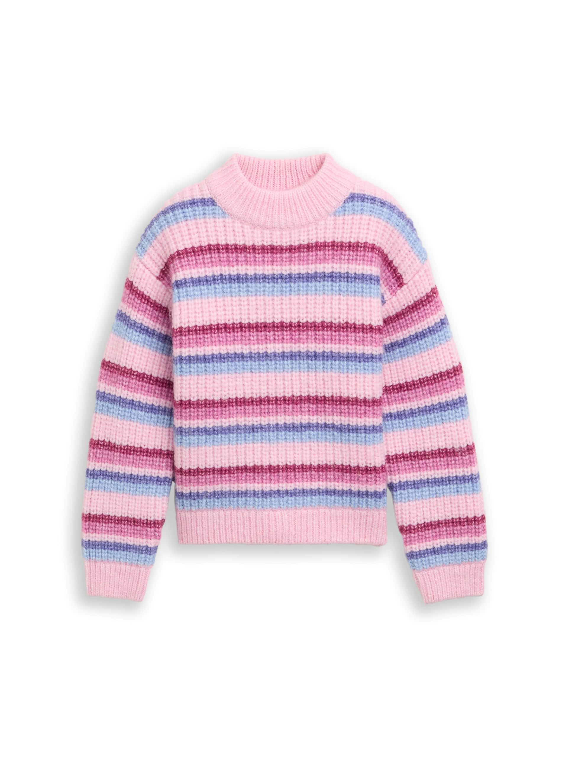 TOM TAILOR Mädchen Kinder Cropped Strickpullover mit Streifenmuster