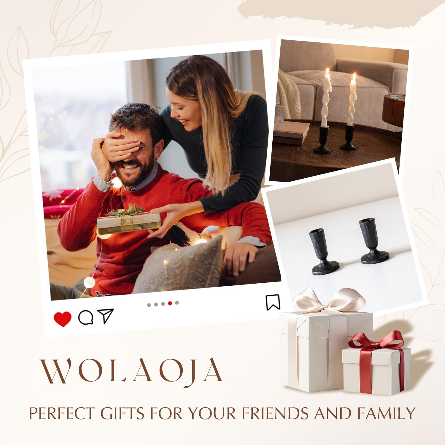 Candle Sticks Holder Decor, Set of 2 Vintage Black Candle Holders, Modern Decorative Tapered Candlestick Holders Centerpiece for Dining Table Centerpiece, Wedding, Party Decor - Image 8