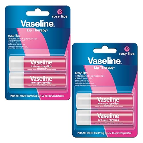 Vaseline Cuidado de la terapia de labios Rosy, nutrición de acción rápida, ideal para labios agrietados, secos, agrietados o dañados, bálsamo