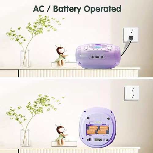 Miniatura 6 de Reproductor de CD de radio con Bluetooth, radio FM, reproducción de MP3 USB, entrada auxiliar, conector para auriculares, compatible con CD MP3,