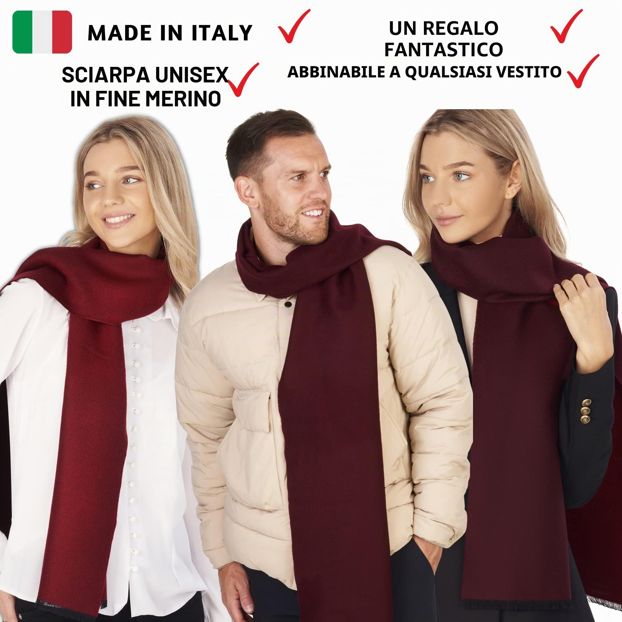 LOVARZI Raffinata Sciarpa in Lana Merino - Sciarpe Invernali per Uomo e Donna - Made in Italy