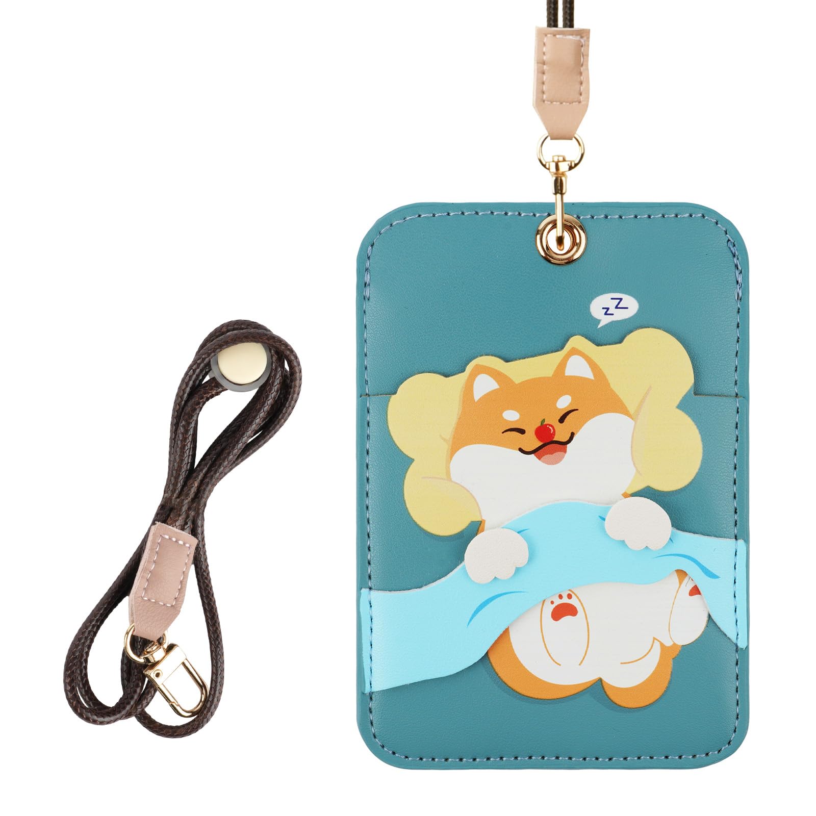 AXFEE Lanyard With Card Holder, Cute Creative PU Leather Keychain, Portable Cartoon Carrot Protector With Detachable Lanyard, Suitable For Men Women - View #6