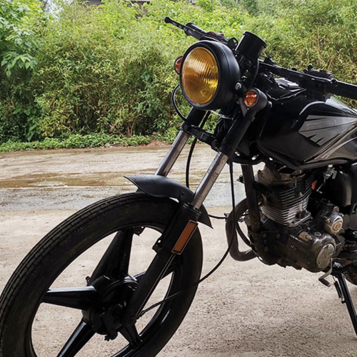 POPETPOP Motorrad Schutzblech Satz Vorne und Hinten aus Eisen in Schwarz Langlebiger Spritzschutz und Vorderrad Schmutzfänger für Retro Motorrad