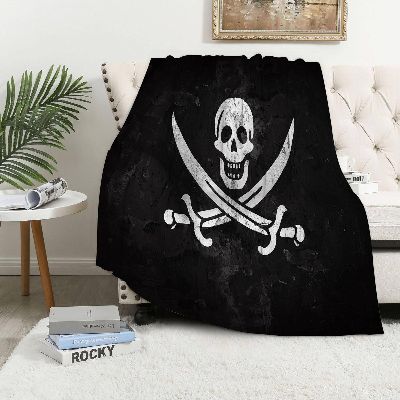 Maapchp Pirate Flag And Wall Background - A8 Flannel Fleece Blanket Throws For Sofa Fluffy Blanket Bed Throw For Bedroom Pirate Flag And Wall Background Blanket For Bed, Couch,Car 40X50in