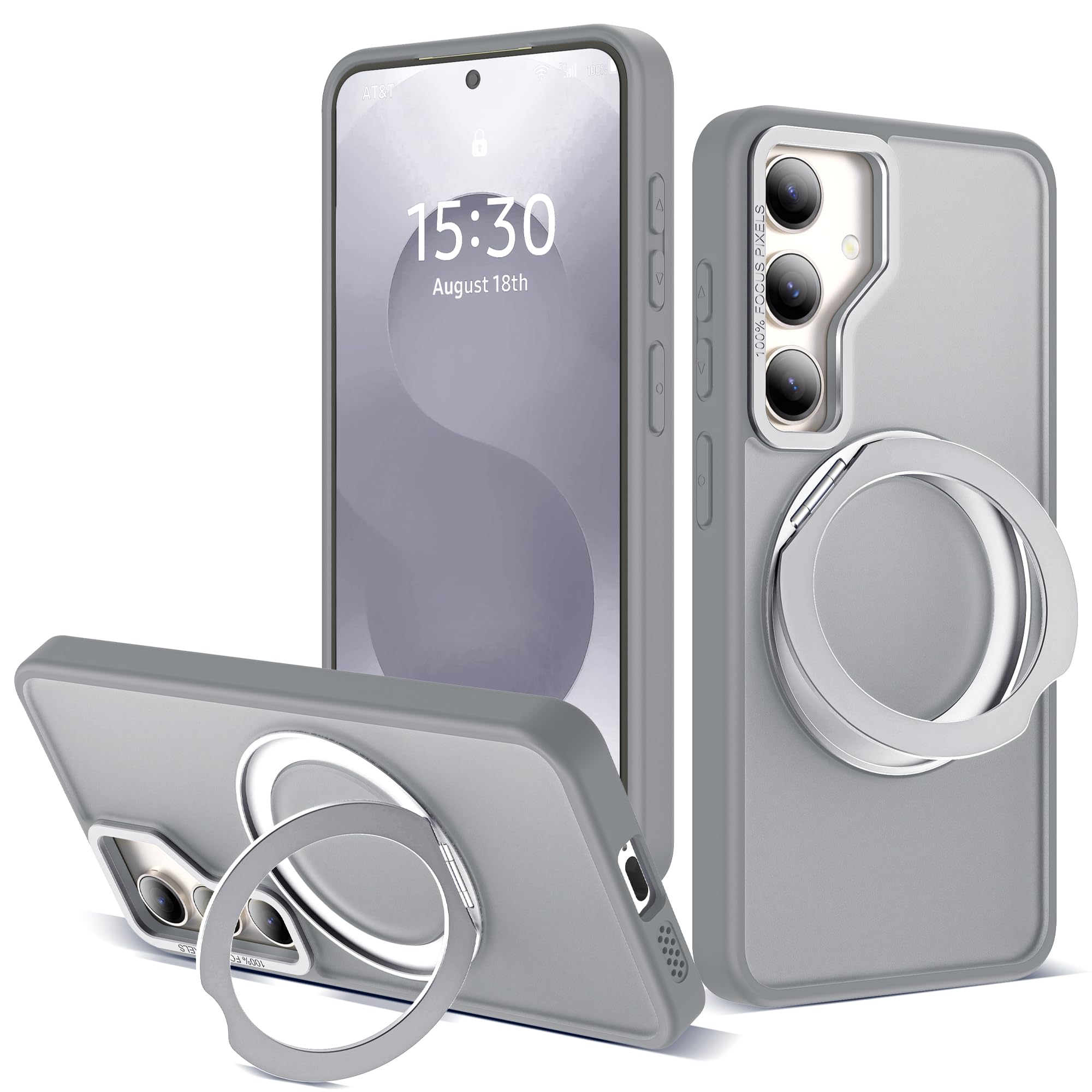 for Samsung Galaxy S25 Plus Case with 360° Spin Stand,Gray