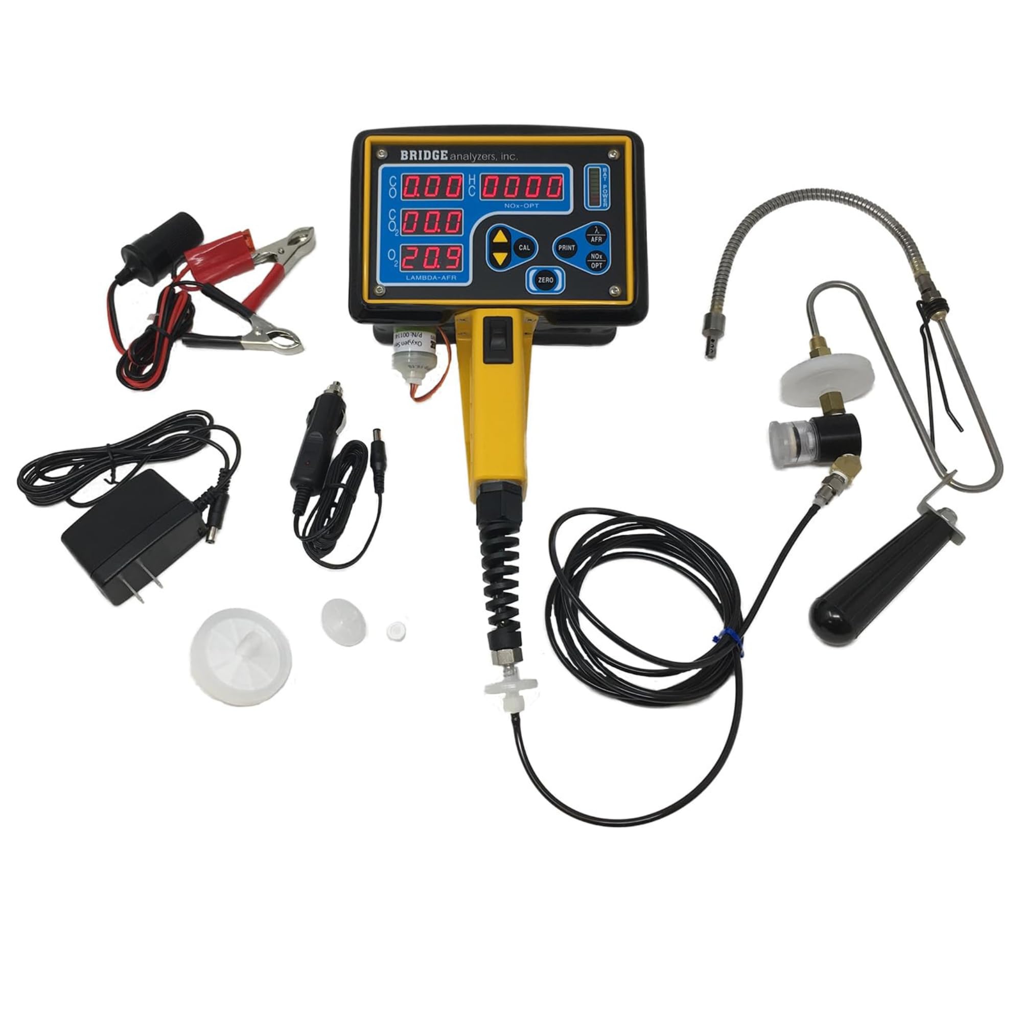 Bridge Analyzers Exhaust Gas Analyzer, 4-Gas Vehicle Emissions Testing Tool – CO, CO2, HC, O2 for Automotive Tailpipe Diagnostics