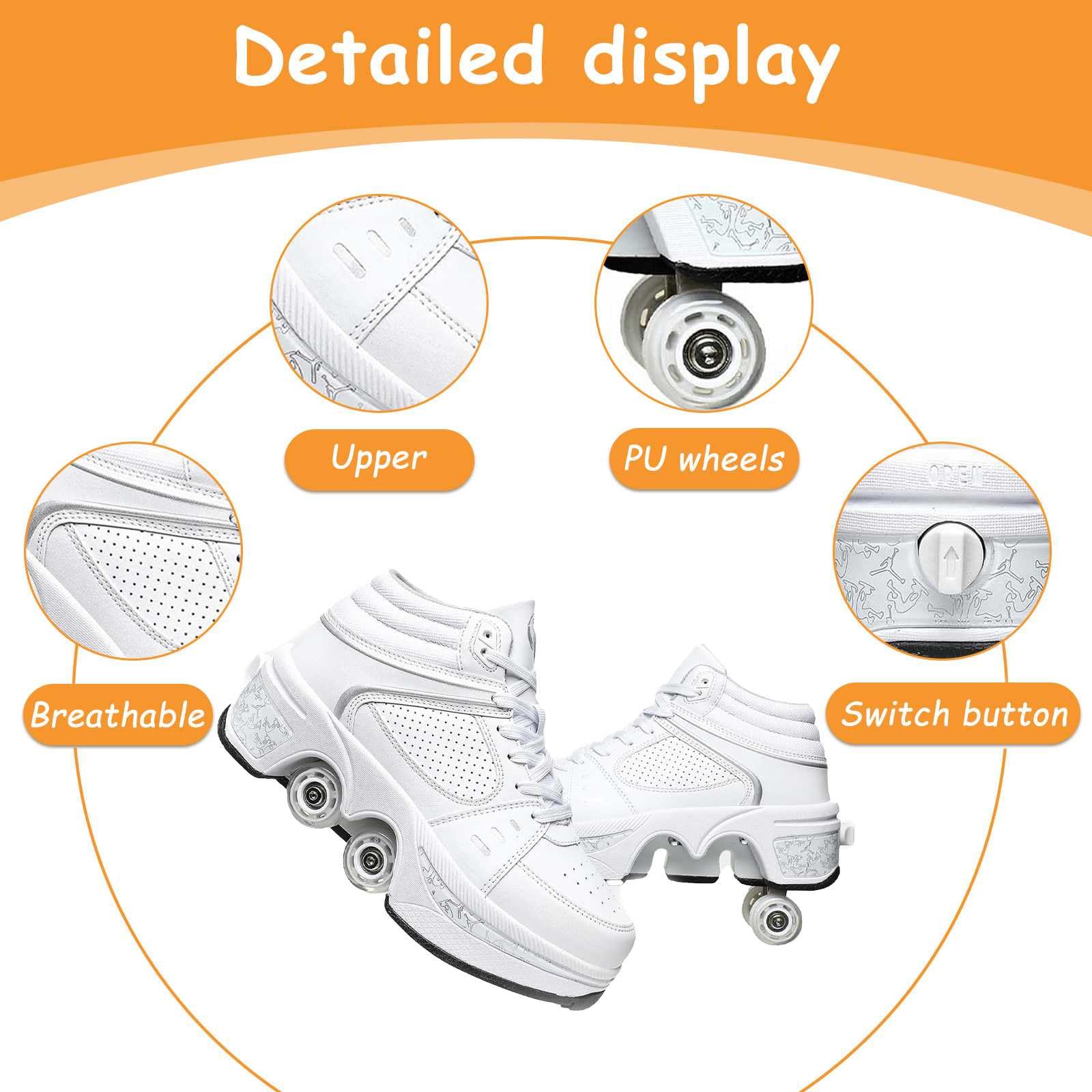 Zapatillas con Ruedas Niña, Zapato de patín, Multiusos Zapatillas Patines, Quad Rued Patines de Ruedas, Zapatos con Ruedas para niñas niños