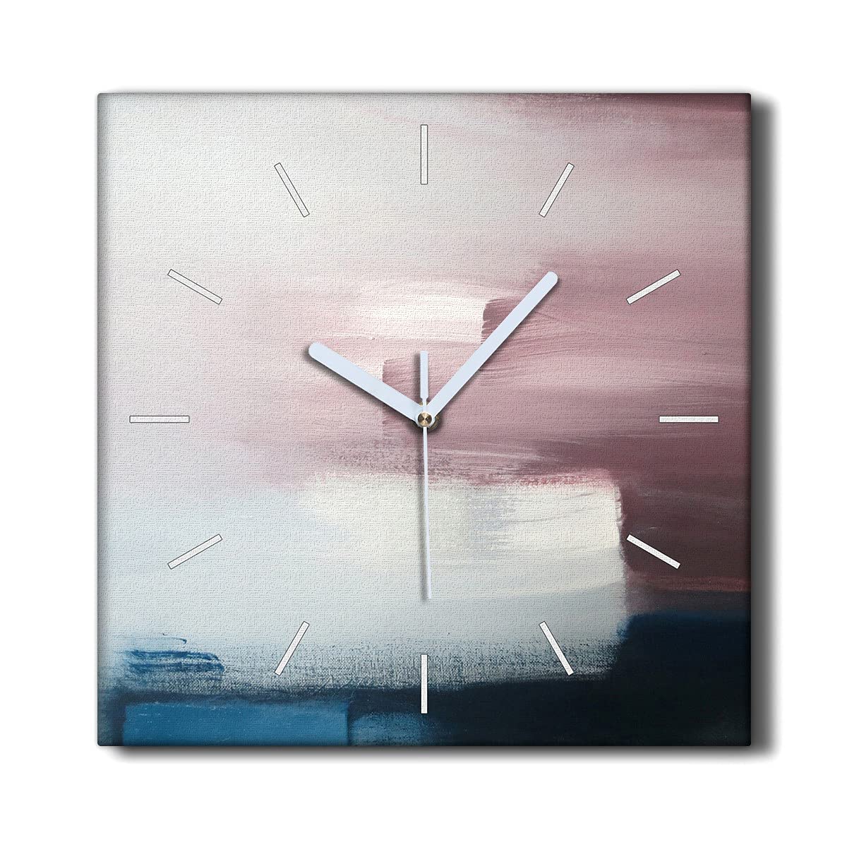 Horloge murale décoration le salon : toile suspendue 30x30 cm à lignes horizontales