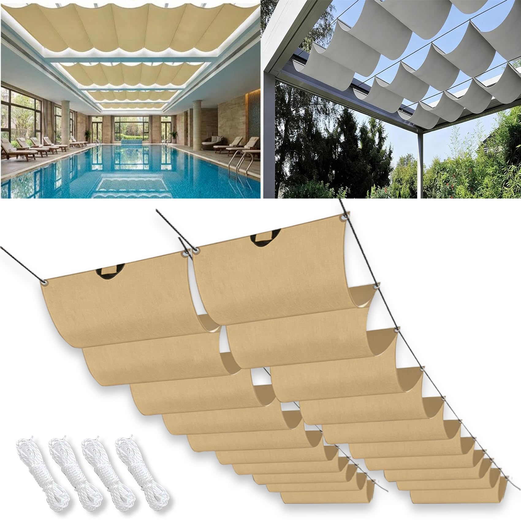 Voile d'ombrage carrée 420x610 cm jaune sable imperméable pour pergola