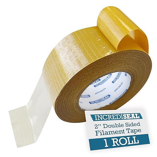 Vista 13 de IncrediSeal Cinta de montaje de filamento reforzado de fibra de vidrio bidireccional de doble cara de 3 pulgadas, 36 yardas, 9.0 mil, industrial