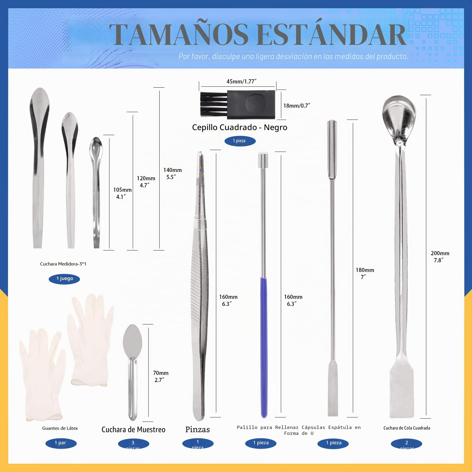 Glarks 14 piezas de llenado de cápsulas micro kits de cucharas de laboratorio cuchara de muestreo espátula de laboratorio pequeña mezcla espátulas polvos herramienta de manipulación para polvos tapa