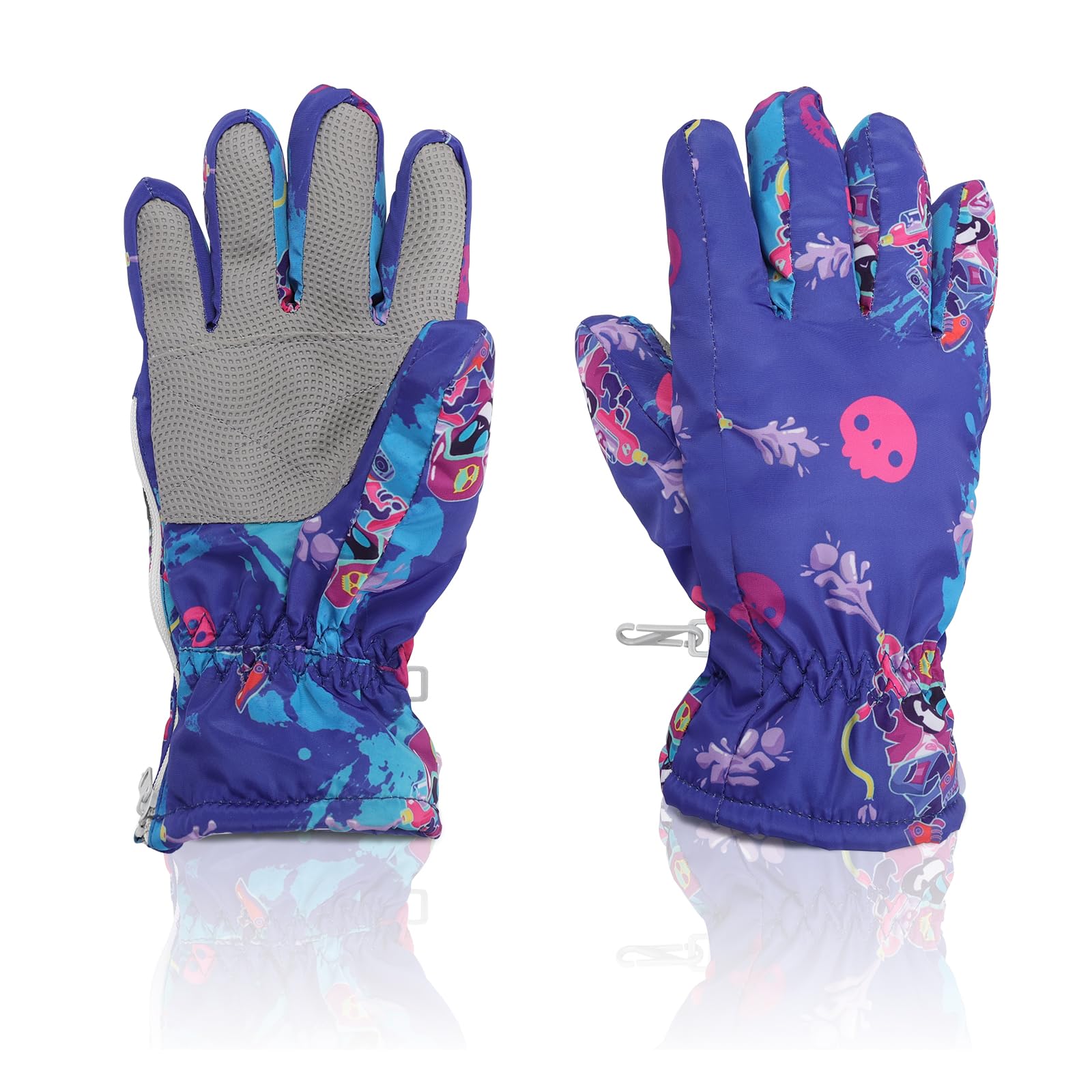 YooxArmor Guantes de Esquí para Niños,Guantes de Nieve de Invierno Impermeables para 4-8 Niños y Niñas,Guantes de Snowboard Resistentes al Viento y al Frío para Esquí y Ciclismo