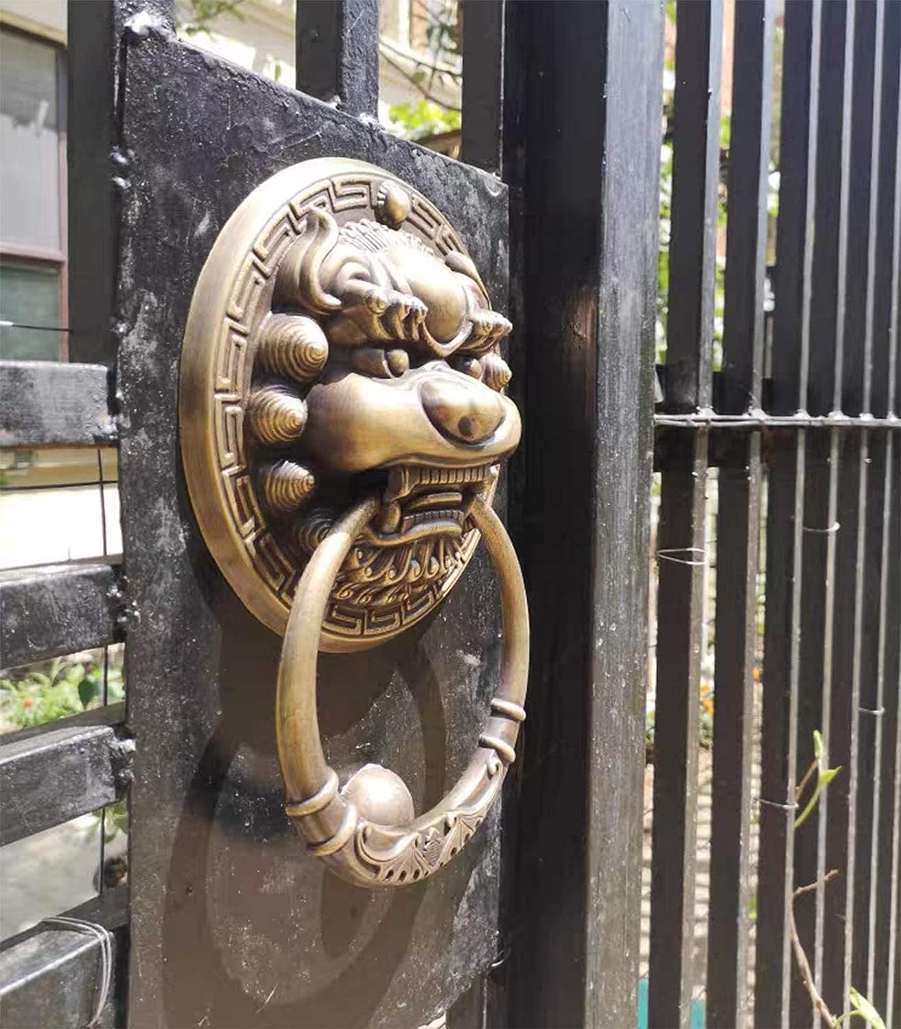 Bronze Brown Door Knocker Hand Carved Antique Lion Head Appearance Knockers Solid Brass Cabinet Pull Handle with Ring for Cabinet Door