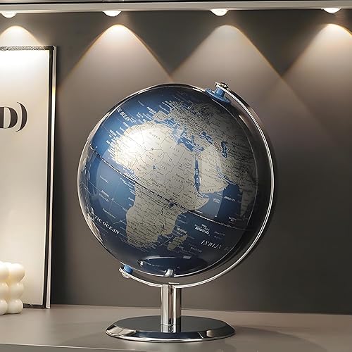 Globo del mundo con soporte de acero inoxidable, globo de escritorio moderno de 8 pulgadas para decoración educativa en casa, oficina, escritorio,