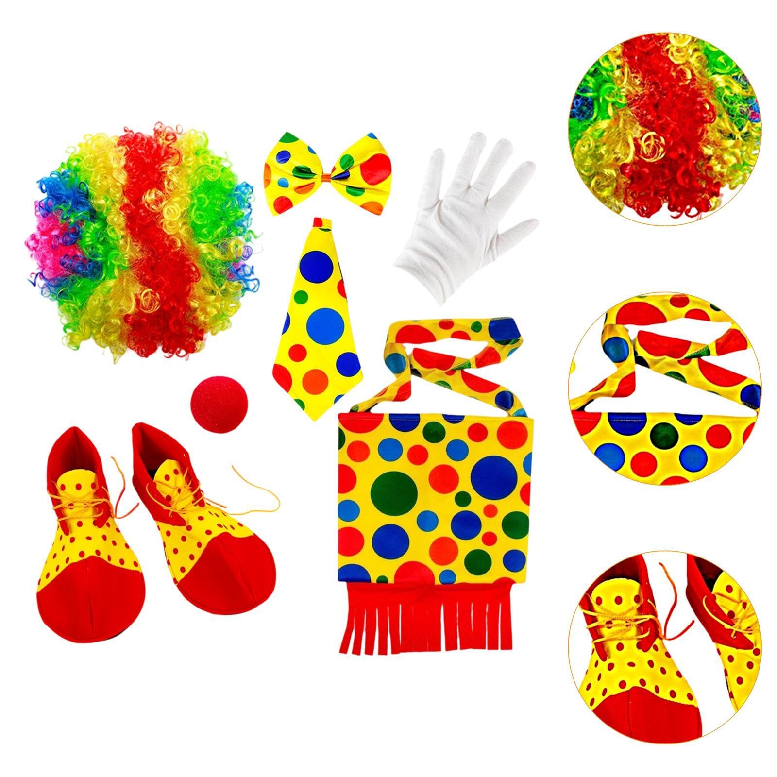 Set da Clown per Giochi di Ruolo con Parrucca Arcobaleno E Accessori per, Feste di Halloween, Carnevale, Feste di Compleanno, Spettacoli, Style C