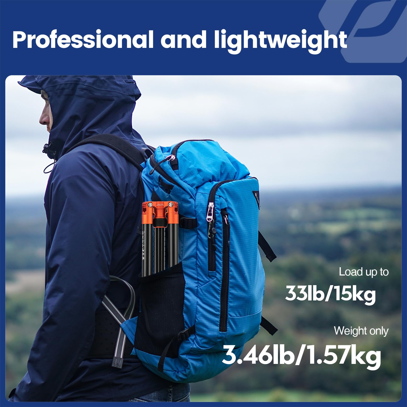 Fotopro Trépied de voyage léger pour appareil photo reflex numérique de 172,7 cm avec tête sphérique, monopode amovible avec plaque à dégagement rapide et sac, charge jusqu'à 12 kg (orange)