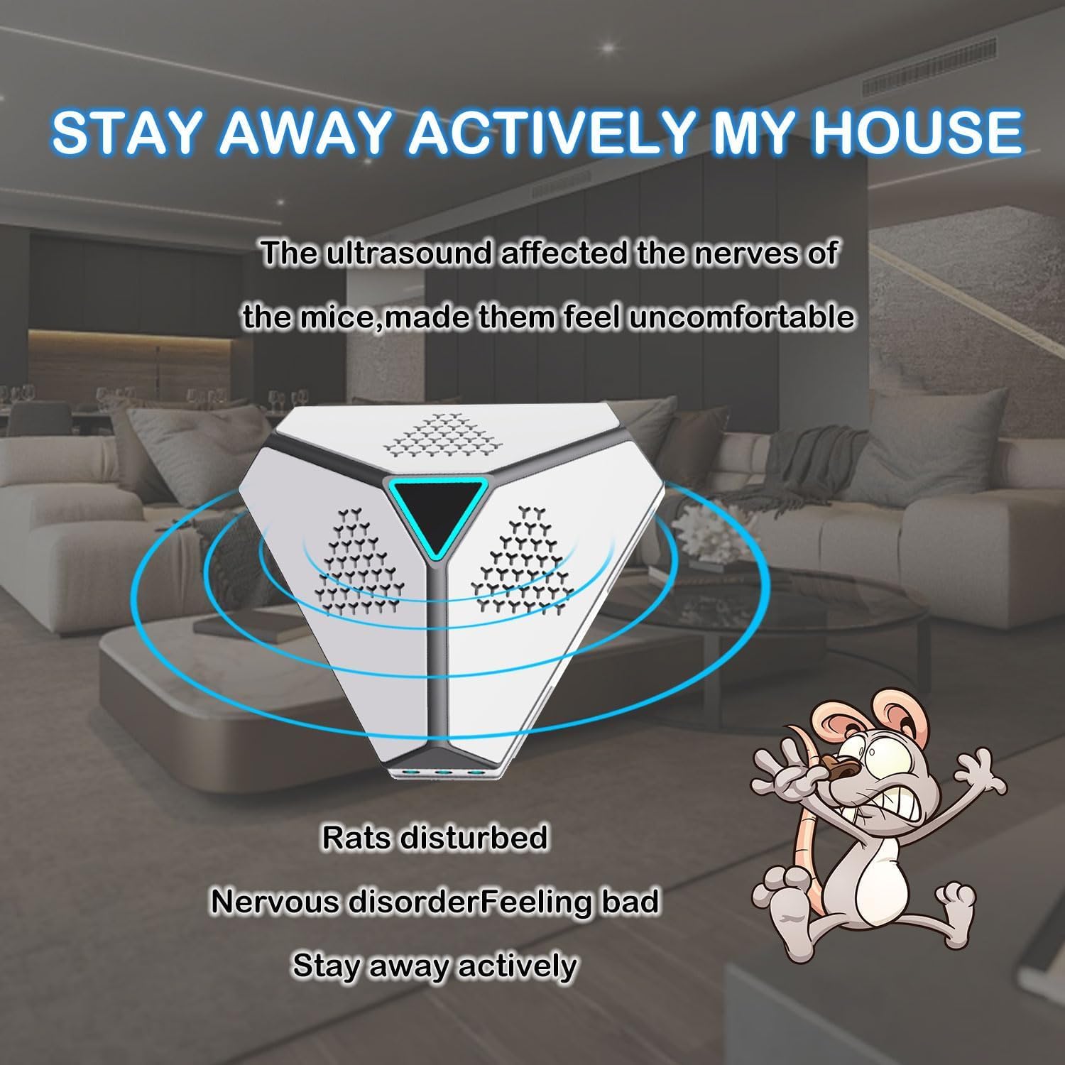 Répulsif De Souris, Ultrason Souris Et Rats 360° Avec Lumière Clignotante, Répulsifs Anti-Taupes Pour Intérieur, 300 M² Large Portée Ultrason Souris Et Rats Pour Rongeurs Cafards(Noir