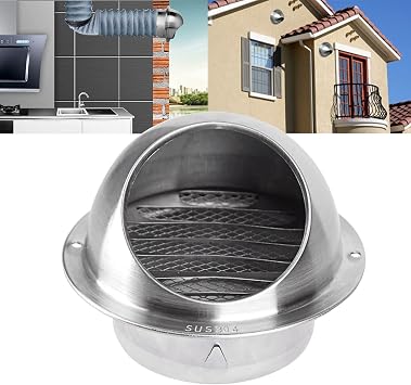 Air Ventilation Outlet Hood For Round Pipes/ducts/wall, Stainless Steel External Extractor Wall Air Outlet Ventilation Grill Hood Exhaust Sphere Air Vent, With Screen Mesh, Weatherproof