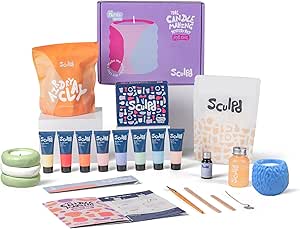 Sculpd - The Original Candle Making &amp; Pottery Kit - Complete Art Set: Includes Air Dry Clay, Soy Wax, 8 Paint Tubes, Fragrance &amp; Tools - DIY Gift for Adults, Teens, Men &amp; Women Crafting (Peony Rose)