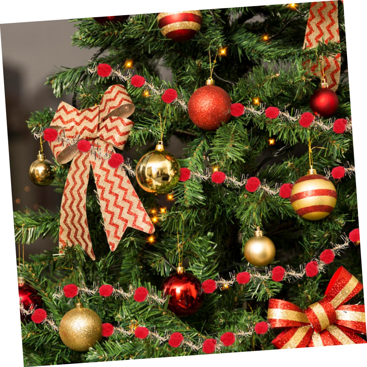 Operitacx 6rollos Cintas De Navidad De Ribbons De Pom-poms Para Manualidades y Decoraciones De Árbol De Navidad Fáciles De Cortar y Reutilizables