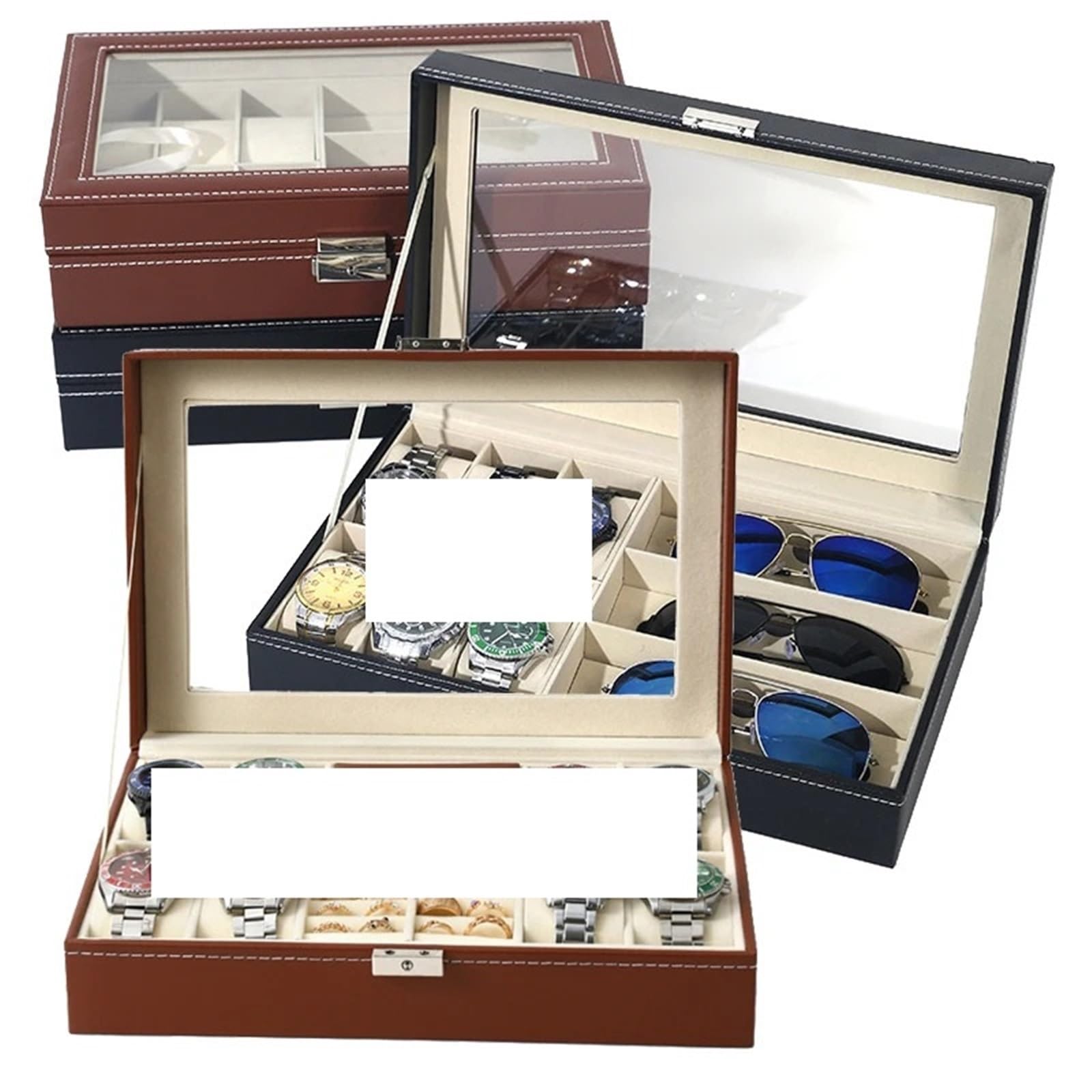 Caja de almacenamiento for gafas sol, joyero, organizador joyas, soporte for y relojes, regalo Para Gafas