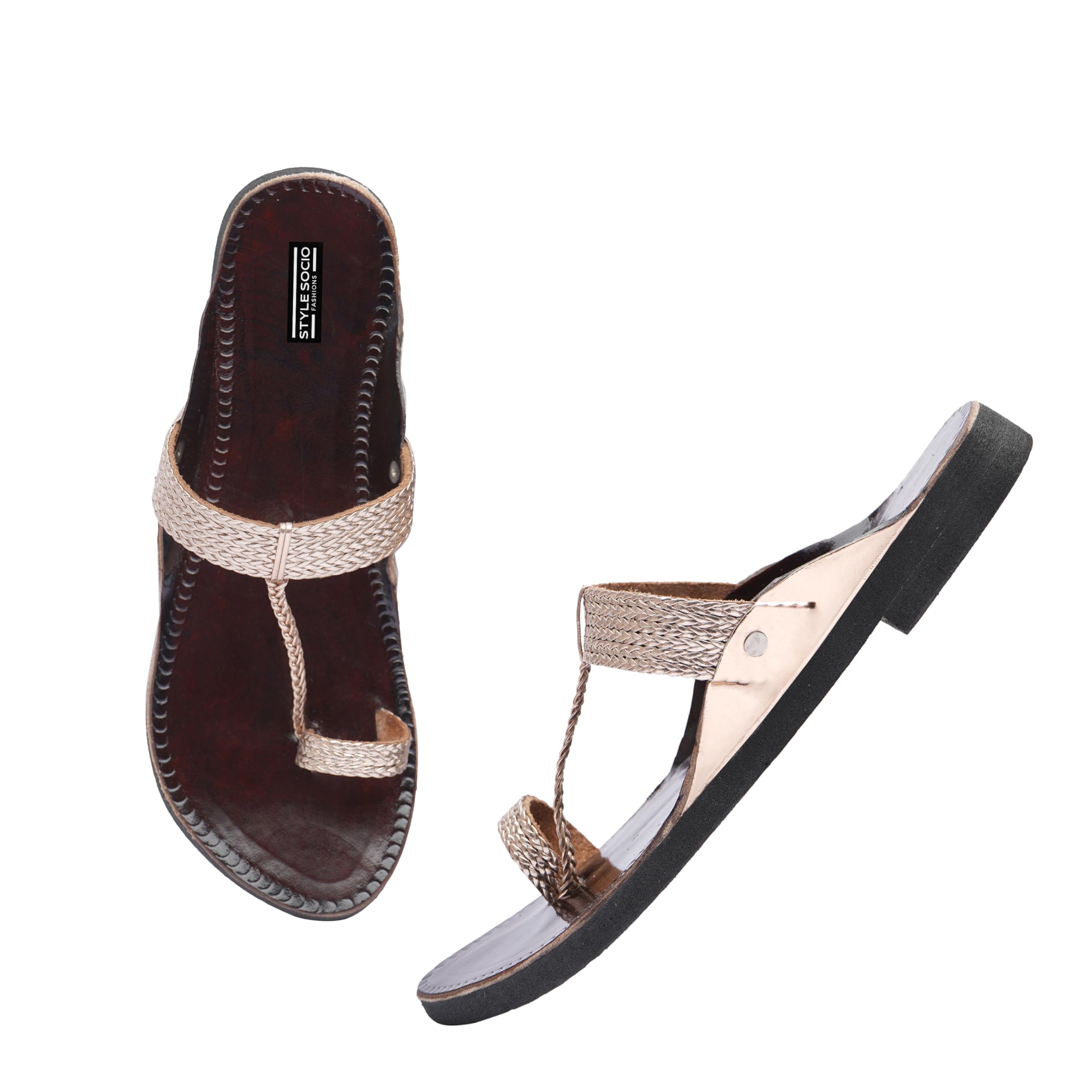 Ethnic Leather Slip On Flats for Women, Kolhapuri Style, Women Footwear | Sandals for Women | Slippers for Girls | Flats for Ladies Brown (copper, 4) (B0CZSYHFYS) Amazon Price History, Amazon Price Tracker