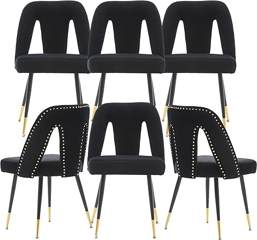 Danxee Sillas de comedor de terciopelo, silla de cocina moderna de mediados de siglo, silla de comedor contemporánea con patas de metal, respaldo