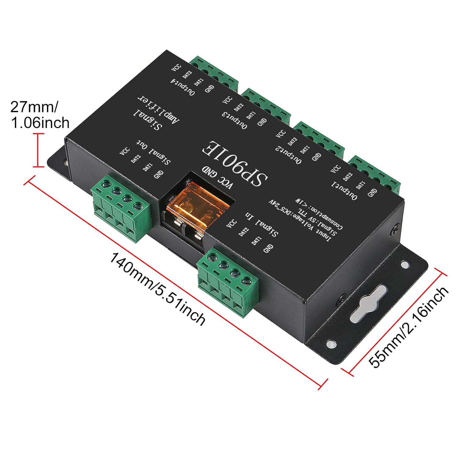 SP901E LED Pixel WS2812B WS2811 SPI Signal Amplifier Repeater for WS2813 SK6812 WS2815 WS2801 SK9822 etc All The RGB Addressable LED Strip and Dream Color Programmable LED Matrix Panel (4)